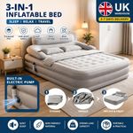 Inflatable High Raised Double King Size Air Bed Mattress w/ Pump&Pillow Set NEW