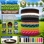 12 Pack Mosquito Repellent Bracelet,  Leather Deet Adjustable-Free Bands UK FREE