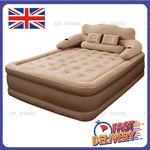 Inflatable High Raised Double Air Bed Mattress with Pump & Pillow Set Queen Size