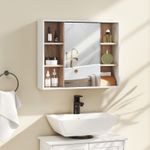 Wall Mount Bathroom Mirror Cabinet with Adjustable Shelf, Door Cupboard