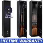 3 Or 6 Gun Cabinet Rifle Safe Approved 7-Lever Locks Extra Wide & Deep Ammo Box