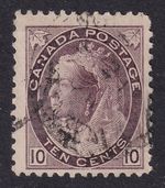 CANADA 1898 QV 10c Pale Brownish Purple SG 163 Used (CV £22)