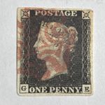 GB QV SG2, 1d black PLATE 1b Red Maltese cross (G-E) 4 margins fine used 