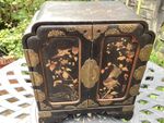 Vintage Black + Gold Lacquer Decorative Jewellery Cabinet with Drawers H: 28 cm