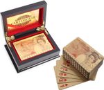 24K Karat 50 Pound Gold Plated Poker Playing Card with Wood Box Certificate Uk
