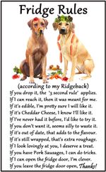 Rhodesian Ridgeback Dog Gift - Large Fridge Rules flexible Magnet 6" x 4" 