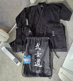 BLITZ Diamond Black Gi Uniform Set 160cm with Belt & Drawstring Bag