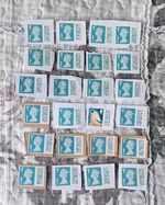 50 x Large 1st Class Barcoded Stamps UnFranked On Paper,Good Condition