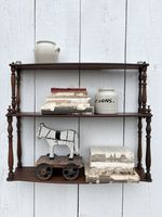 French Vintage Mahogany  Tiered Wall Shelves