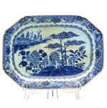 Chinese Export Porcelain Platter Blue White Landscape Garden Qianlong Qing 18thC