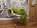 SHEEPSKIN GREEN X  Throw Genuine leather Sheep Skin  Decorative rug green comfy,