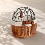 Pet Bike Basket with Metal Enclosure Secure for Cycling, Scooter, Small Dogs