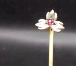 Vintage/Antique Yellow Metal Hat/Stick/Tie Pin Possibly Gold Front With Ruby