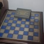  Vintage Franklin Mint Waterlo Pewter Chess Set with Original Chessboard-449BDRM