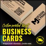 Custom Printed Kraft Business Cards | Double Sided 400GSM Printing | Artwork