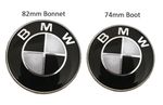Front Hood & Rear Boot 82mm 74mm Fits B MW Badges Emblem 51148132375 Black White