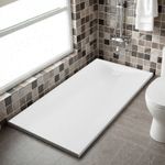 Square Shower Tray Anti-slip Slate Effect Free Waste Available in Multiple Sizes
