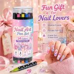UK 24 Colors Dual-Ended Nail Art Pens Set,12pcs Dual-Ended Pens ~