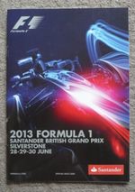 F1 BRITISH GRAND PRIX SILVERSTONE 2013  RACE CARD