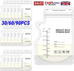 30/60/90X Breast Milk Storage Bags, 250Ml No-Leak Disposable Pouches for Freezer