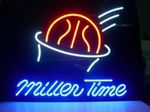 Play Basketball & Miller Time Handmade Real Neon Sign Game Room Decor 19"x15"