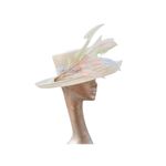 Orla - Ivory & Multi pastel Feature WEDDING ASCOT hat