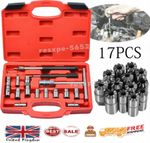 17pcs Diesel Injector Seat Cutter Set Remove Tools Cleaner Tool Set Carbon Kit