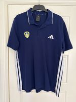 Leeds United Adidas Navy Blue Polo Shirt Size Large. Never Worn