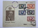 1950 PARAGUAY COVER NUMBERED 0262 ROOSEVELT STAMPS AND CACHET
