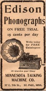 MN Talking Machine Co Edison Phonographs St Paul MN 1906 Minneapolis Ad SAL1-M11