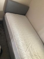 Single Bed Frame with Storage and Mattress Grey Colour