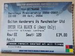 2006/07- Premier League - Bolton Wanderers  vs Manchester United Ticket Stub