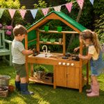 Neo Wooden Outdoor Mud Kitchen for Kids Working Sink Play Stove