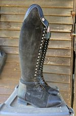Celeris Bia Riding Boots Black Suede 6.5