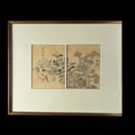 Japanese Botanical Woodblock Prints Framed  After Tachibana Yasukuni Meiji Style