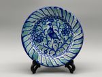 c. 1820 Beautiful Turquoise Faience Fajalauza Granada Spanish Bird Plate 7.7''