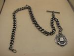Antique Victorian Sterling Silver CHUNKY & LONG Albert Chain With Fob 121gms