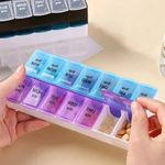 Large 14 Slots AM PM Weekly Pill Box Colorful Tablet Storage Case Medicine UK