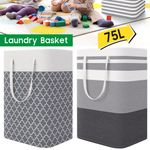 Large Laundry Basket Washing Dirty Clothes Folding Hamper Bag Storage Bin Handle