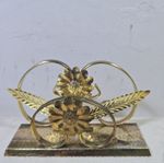 Vintage Retro Metal Letter Rack Holder Floral Desk Decoration 11cm High