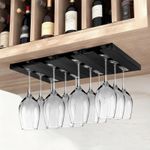 4pcs Wine Glass Rack Black Under Cabinet Holder for Stemware for Bar and Kitchen