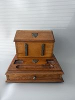 Antique Victorian/Edwardian Oak Stationery Cabinet Letter Rack Desk Tidy
