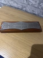Vintage Wood On Metal Cribbage Board Rustic Game Board Heavy