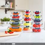 Neo Glass Food Storage Containers Set Snap Lock Lids Meal Prep 7 10 12 15 PC