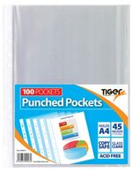A4 45 Micron Clear Plastic Poly Punched Pockets Strong Filing Wallets Sleeves