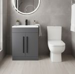 Bathroom Vanity Toilet Floor Standing Unit with Close Coupled Toilet Matt Grey