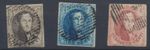 Belgium Stamps 1851 10c brown; 20c blue; 40c red SG6/8 W4 Used CV £184.5