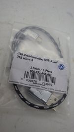 New Genuine VW Volkswagen USB-A to USB Micro-B braided media in cable (30cm)