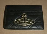 Vivienne Westwood Men's Black Quilted Leather Wallet Card Holder with Logo