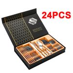 24 Cutlery Dinner Set Stainless Steel High Grade Tableware Fork Tea Spoons UK